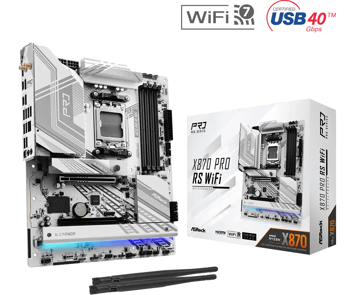 ASRock X870 Pro RS WiFi AMD AM5 Socket Gaming Motherboard | 90 - MXBQ00 - A0UAYZ - 4710483949333 - Vektra Computers LLC ASRock X870 Pro RS WiFi AMD AM5 Socket Gaming Motherboard | 90 - MXBQ00 - A0UAYZ - 4710483949333 - Vektra Computers LLC